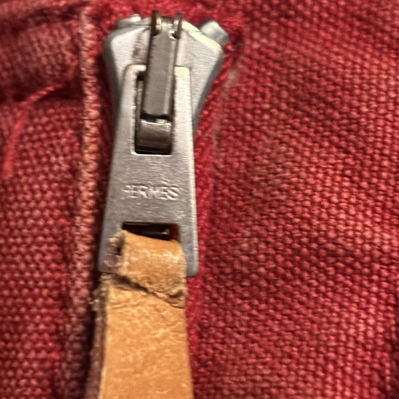 HERMES Fourre tout canvas red navy tote authentic - Picture 16 of 16